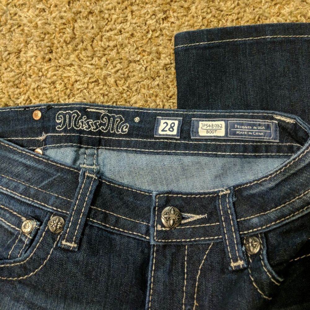 Women's MISS ME bootcut distressed denim dark jean - Picture 3 of 4